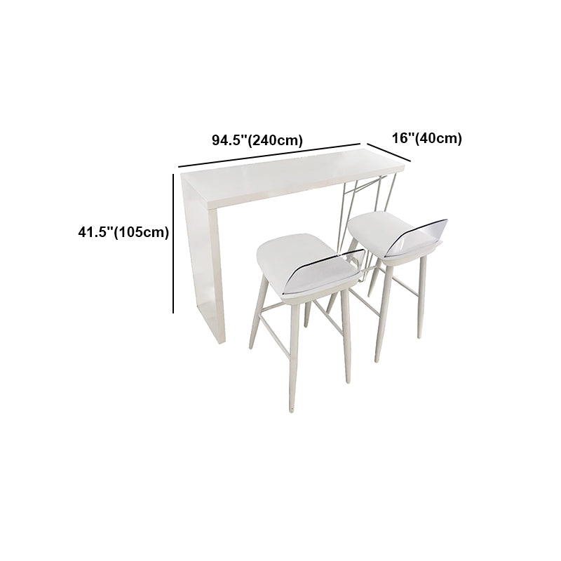 White Modern Style Rectangle Bar Table in Wood and Metal Milk Tea Shop Bar Table Clearhalo 'Bar Furniture' 'Bar Tables' 'bar_tables' 'furn' 'furn_bar_tables' 'Furniture' 'furniture_bar_tables' 'Kitchen & Dining Furniture' 4638753