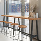 Brown Modern Style Bar Table Solid Wood and Black Iron Foot Coffee Shop Bar Table 110.2"L x 15.7"W x 41.3"H Without Chairs Clearhalo 'Bar Furniture' 'Bar Tables' 'bar_tables' 'furn' 'furn_bar_tables' 'Furniture' 'furniture_bar_tables' 'Kitchen & Dining Furniture' 'kitchen&dining_furn' 'kitchen' 4638756