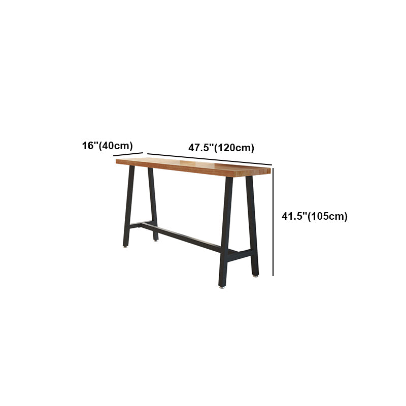 Brown Modern Style Bar Table Solid Wood and Black Iron Foot Coffee Shop Bar Table Clearhalo 'Bar Furniture' 'Bar Tables' 'bar_tables' 'furn' 'furn_bar_tables' 'Furniture' 'furniture_bar_tables' 'Kitchen & Dining Furniture' 'kitchen&dining_furn' 'kitchen' 4638764