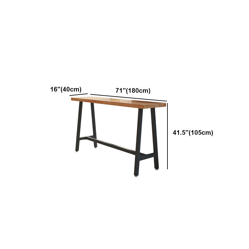 Brown Modern Style Bar Table Solid Wood and Black Iron Foot Coffee Shop Bar Table Clearhalo 'Bar Furniture' 'Bar Tables' 'bar_tables' 'furn' 'furn_bar_tables' 'Furniture' 'furniture_bar_tables' 'Kitchen & Dining Furniture' 'kitchen&dining_furn' 'kitchen' 4638765