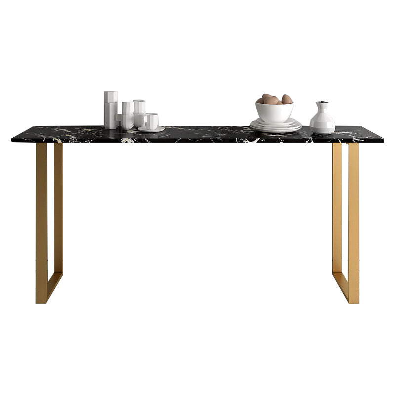 White and Black Glam Style Table Marble and Metal Coffee Shop Bar Table Black Without Chairs Clearhalo 'Bar Furniture' 'Bar Tables' 'bar_tables' 'furn' 'furn_bar_tables' 'Furniture' 'furniture_bar_tables' 'Kitchen & Dining Furniture' 'kitchen&dining_furn' 'kitchen' 4638793