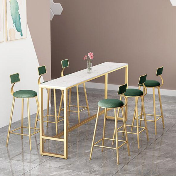 White Glam Style Bar Table in Iron and Faux Marble Milk Tea Shop Bar Table Clearhalo 'Bar Furniture' 'Bar Tables' 'bar_tables' 'furn' 'furn_bar_tables' 'Furniture' 'furniture_bar_tables' 'Kitchen & Dining Furniture' 'kitchen&dining_furn' 'kitchen' 4638816