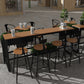 Modern Style Bar Table Solid Wood and Black Iron Base Coffee Shop Bar Table 110.2"L x 15.7"W x 41.3"H Without Chairs Clearhalo 'Bar Furniture' 'Bar Tables' 'bar_tables' 'furn' 'furn_bar_tables' 'Furniture' 'furniture_bar_tables' 'Kitchen & Dining Furniture' 'kitchen&dining_furn' 'kitchen' 4638825