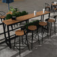 Modern Style Bar Table Solid Wood and Black Iron Base Coffee Shop Bar Table 94.5"L x 15.7"W x 41.3"H Without Chairs Clearhalo 'Bar Furniture' 'Bar Tables' 'bar_tables' 'furn' 'furn_bar_tables' 'Furniture' 'furniture_bar_tables' 'Kitchen & Dining Furniture' 'kitchen&dining_furn' 'kitchen' 4638826