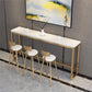 White Glam Style Bar Table in Gold Iron Top and Faux Marble Milk Tea Shop Bar Table 118.1"L x 15.7"W x 41.3"H Without Chairs Clearhalo 'Bar Furniture' 'Bar Tables' 'bar_tables' 'furn' 'furn_bar_tables' 'Furniture' 'furniture_bar_tables' 'Kitchen & Dining Furniture' 'kitchen&dining_furn' 'kitchen' 4638862