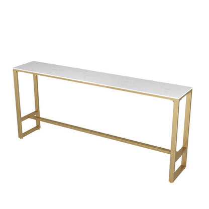 White Glam Style Bar Table in Gold Iron Top and Faux Marble Milk Tea Shop Bar Table Without Chairs Clearhalo 'Bar Furniture' 'Bar Tables' 'bar_tables' 'furn' 'furn_bar_tables' 'Furniture' 'furniture_bar_tables' 'Kitchen & Dining Furniture' 'kitchen&dining_furn' 'kitchen' 4638864