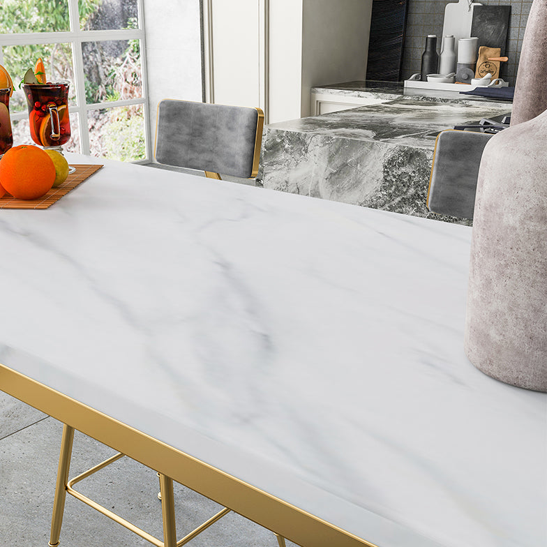 White Glam Style Bar Table in Gold Iron Top and Faux Marble Milk Tea Shop Bar Table Clearhalo 'Bar Furniture' 'Bar Tables' 'bar_tables' 'furn' 'furn_bar_tables' 'Furniture' 'furniture_bar_tables' 'Kitchen & Dining Furniture' 'kitchen&dining_furn' 'kitchen' 4638866