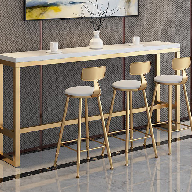 White Glam Style Bar Table in Gold Iron Top and Faux Marble Milk Tea Shop Bar Table Clearhalo 'Bar Furniture' 'Bar Tables' 'bar_tables' 'furn' 'furn_bar_tables' 'Furniture' 'furniture_bar_tables' 'Kitchen & Dining Furniture' 'kitchen&dining_furn' 'kitchen' 4638867