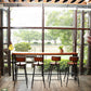 Brown Modern Style Bar Table Solid Wood and Black Iron Coffee Shop Bar Table 110.2"L x 15.7"W x 41.3"H Without Chairs Clearhalo 'Bar Furniture' 'Bar Tables' 'bar_tables' 'furn' 'furn_bar_tables' 'Furniture' 'furniture_bar_tables' 'Kitchen & Dining Furniture' 'kitchen&dining_furn' 'kitchen' 4638883