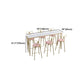 Glam Style White Table in Iron Top and Faux Marble Milk Tea Shop Bar Table Clearhalo 'Bar Furniture' 'Bar Tables' 'bar_tables' 'furn' 'furn_bar_tables' 'Furniture' 'furniture_bar_tables' 'Kitchen & Dining Furniture' 'kitchen&dining_furn' 'kitchen' 4638905