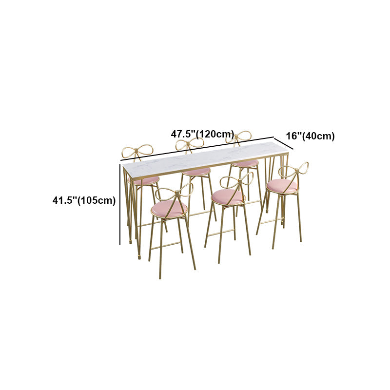 Glam Style White Table in Iron Top and Faux Marble Milk Tea Shop Bar Table Clearhalo 'Bar Furniture' 'Bar Tables' 'bar_tables' 'furn' 'furn_bar_tables' 'Furniture' 'furniture_bar_tables' 'Kitchen & Dining Furniture' 'kitchen&dining_furn' 'kitchen' 4638906