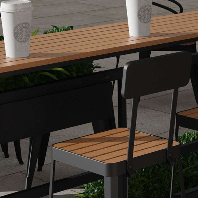 Modern Style Brown Bar Table Pine Wood and Iron Outdoor Bar Table Clearhalo 'Bar Furniture' 'Bar Tables' 'bar_tables' 'furn' 'furn_bar_tables' 'Furniture' 'furniture_bar_tables' 'Kitchen & Dining Furniture' 'kitchen&dining_furn' 'kitchen' 4638914