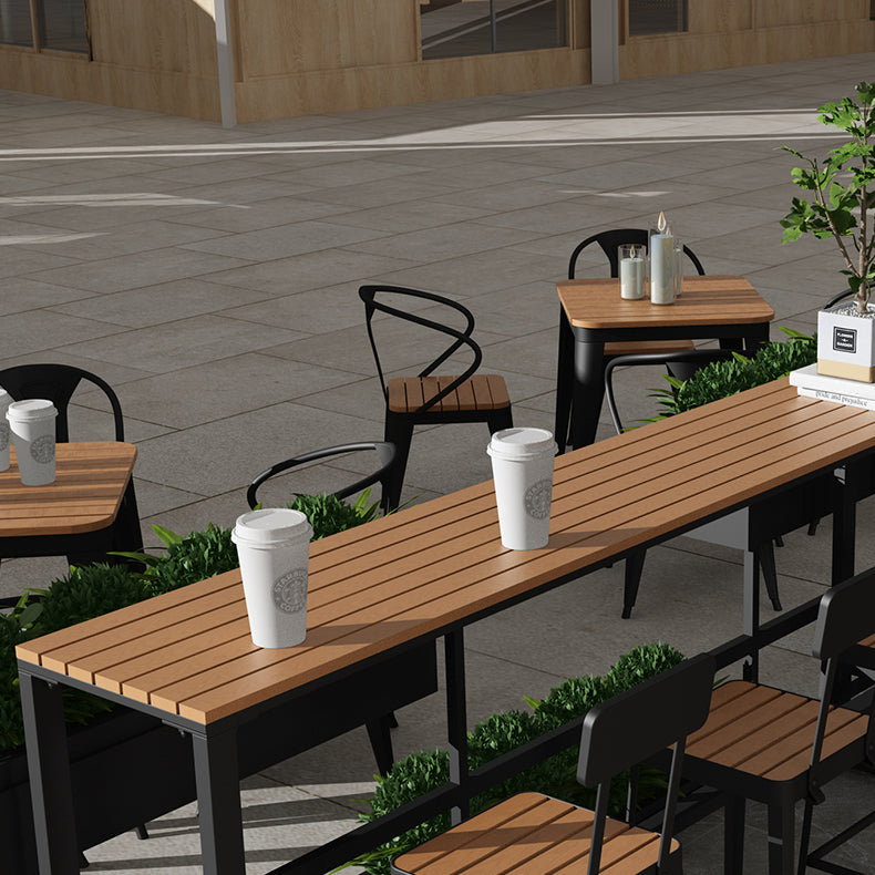 Modern Style Brown Bar Table Pine Wood and Iron Outdoor Bar Table Clearhalo 'Bar Furniture' 'Bar Tables' 'bar_tables' 'furn' 'furn_bar_tables' 'Furniture' 'furniture_bar_tables' 'Kitchen & Dining Furniture' 'kitchen&dining_furn' 'kitchen' 4638915