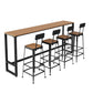Modern Style Brown Bar Table Pine Wood and Iron Outdoor Bar Table Clearhalo 'Bar Furniture' 'Bar Tables' 'bar_tables' 'furn' 'furn_bar_tables' 'Furniture' 'furniture_bar_tables' 'Kitchen & Dining Furniture' 'kitchen&dining_furn' 'kitchen' 4638916