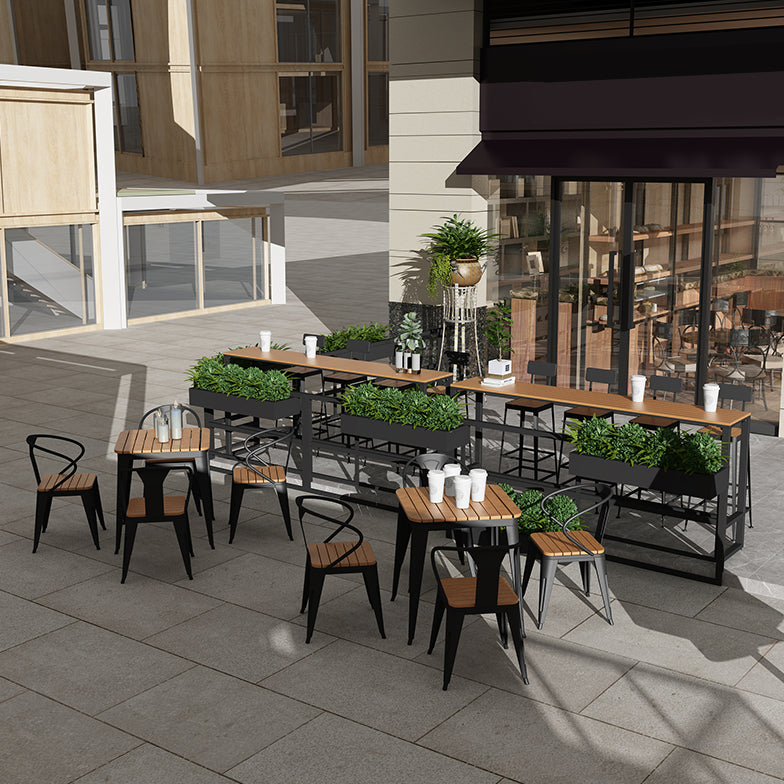 Modern Style Brown Bar Table Pine Wood and Iron Outdoor Bar Table Clearhalo 'Bar Furniture' 'Bar Tables' 'bar_tables' 'furn' 'furn_bar_tables' 'Furniture' 'furniture_bar_tables' 'Kitchen & Dining Furniture' 'kitchen&dining_furn' 'kitchen' 4638918