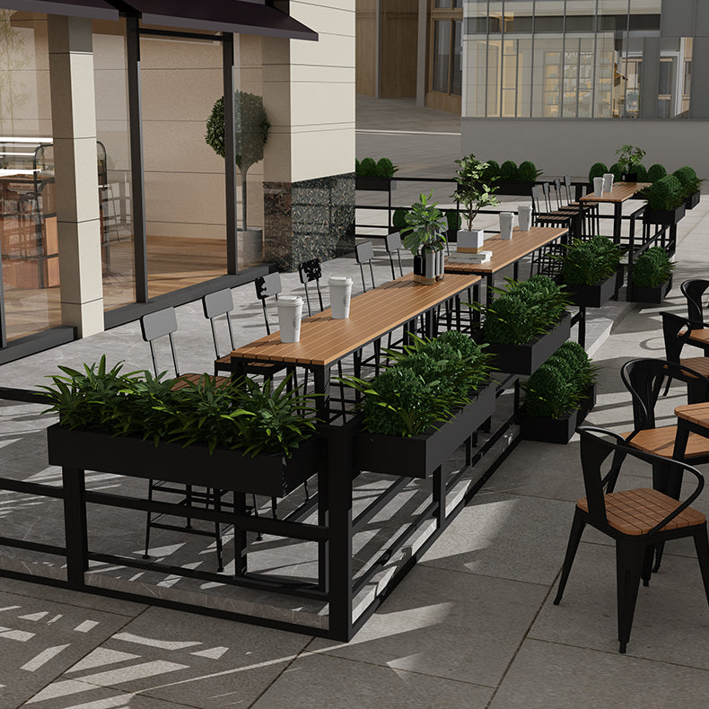Modern Style Brown Bar Table Pine Wood and Iron Outdoor Bar Table Clearhalo 'Bar Furniture' 'Bar Tables' 'bar_tables' 'furn' 'furn_bar_tables' 'Furniture' 'furniture_bar_tables' 'Kitchen & Dining Furniture' 'kitchen&dining_furn' 'kitchen' 4638919