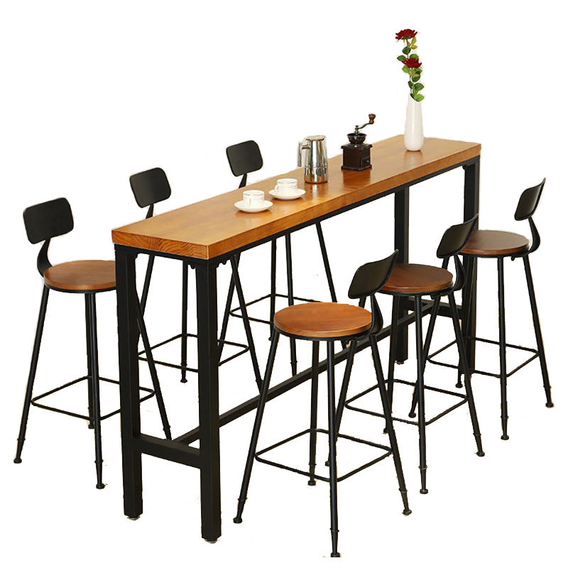 Modern Style Brown Bar Table Pine Wood and Iron Coffee Shop Bar Table Without Chairs Clearhalo 'Bar Furniture' 'Bar Tables' 'bar_tables' 'furn' 'furn_bar_tables' 'Furniture' 'furniture_bar_tables' 'Kitchen & Dining Furniture' 'kitchen&dining_furn' 'kitchen' 4638934