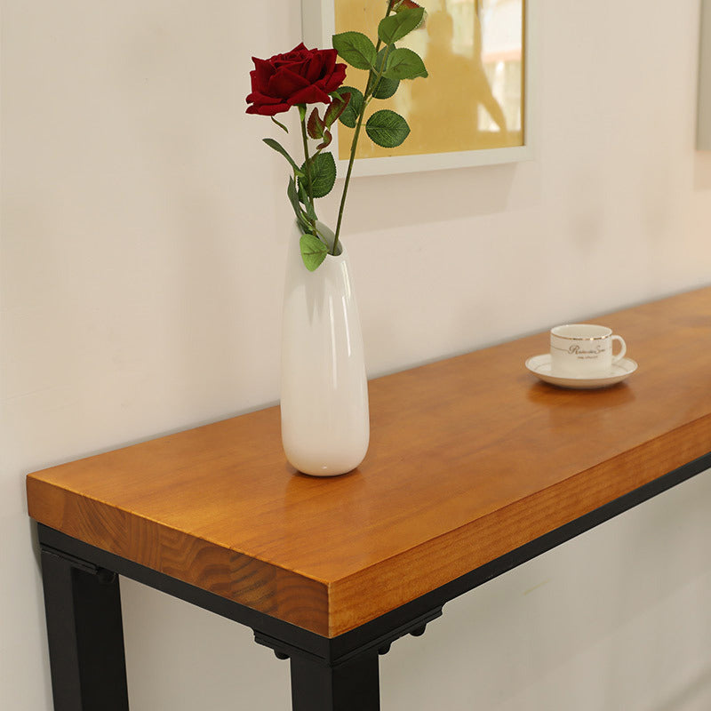 Modern Style Brown Bar Table Pine Wood and Iron Coffee Shop Bar Table Clearhalo 'Bar Furniture' 'Bar Tables' 'bar_tables' 'furn' 'furn_bar_tables' 'Furniture' 'furniture_bar_tables' 'Kitchen & Dining Furniture' 'kitchen&dining_furn' 'kitchen' 4638935