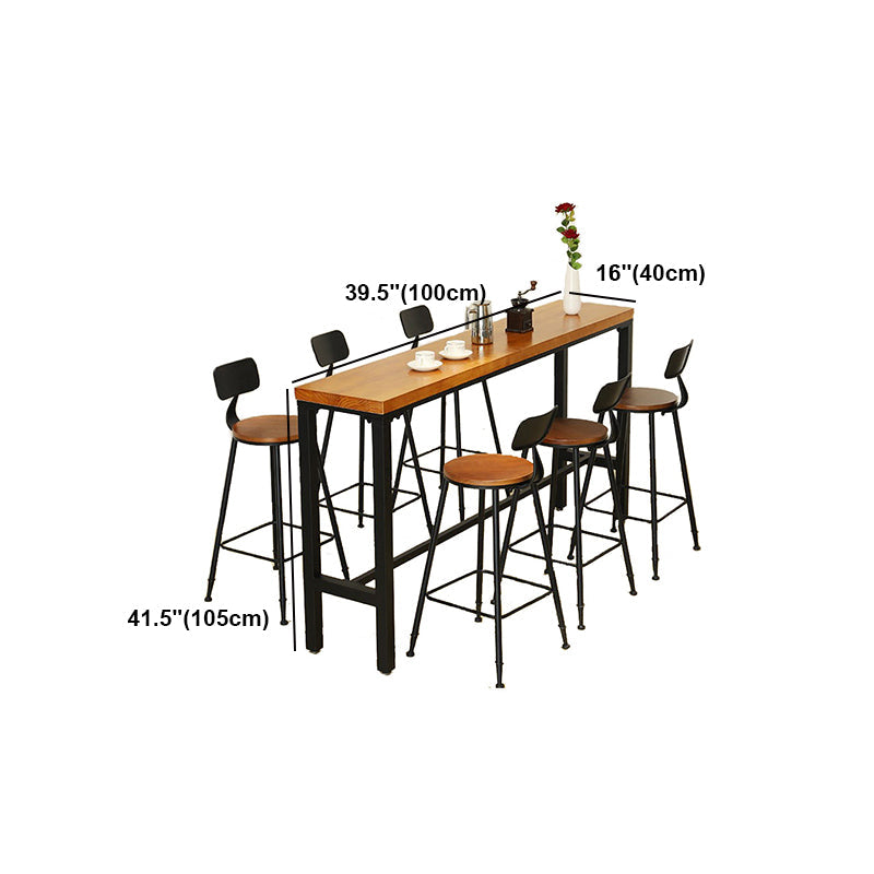 Modern Style Brown Bar Table Pine Wood and Iron Coffee Shop Bar Table Clearhalo 'Bar Furniture' 'Bar Tables' 'bar_tables' 'furn' 'furn_bar_tables' 'Furniture' 'furniture_bar_tables' 'Kitchen & Dining Furniture' 'kitchen&dining_furn' 'kitchen' 4638936