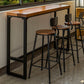 Modern Style Bar Table Solid Wood and Iron Brown Coffee Shop Bar Table 70.9"L x 15.7"W x 41.3"H Without Chairs Clearhalo 'Bar Furniture' 'Bar Tables' 'bar_tables' 'furn' 'furn_bar_tables' 'Furniture' 'furniture_bar_tables' 'Kitchen & Dining Furniture' 'kitchen&dining_furn' 'kitchen' 4638955
