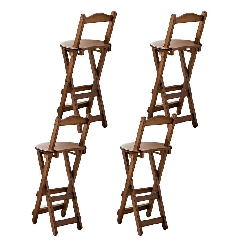 Modern Armless Backrest Counter Stool Wood Study Bar Stool with Wooden Seat and Pedal Brown 4 Piece Set Bar Stool(30"H) Clearhalo 'Bar Furniture' 'Bar Stools' 'bar_stools' 'furn' 'furn_bar_stools' 'furniture_bar_stools' 'Kitchen & Dining Furniture' 'kitchen&dining_furn' 'kitchen' 'kitchen_furn' Furniture' 4639002