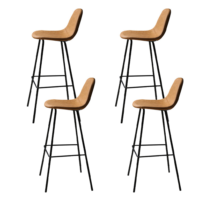 Industrial Style Bar-stool Iron Legs Counter Stool for Kitchen Bar Brown 4 Piece Set Bar Stool(30"H) Clearhalo 'Bar Furniture' 'Bar Stools' 'bar_stools' 'furn' 'furn_bar_stools' 'furniture_bar_stools' 'Kitchen & Dining Furniture' 'kitchen&dining_furn' 'kitchen' 'kitchen_furn' Furniture' 4639014