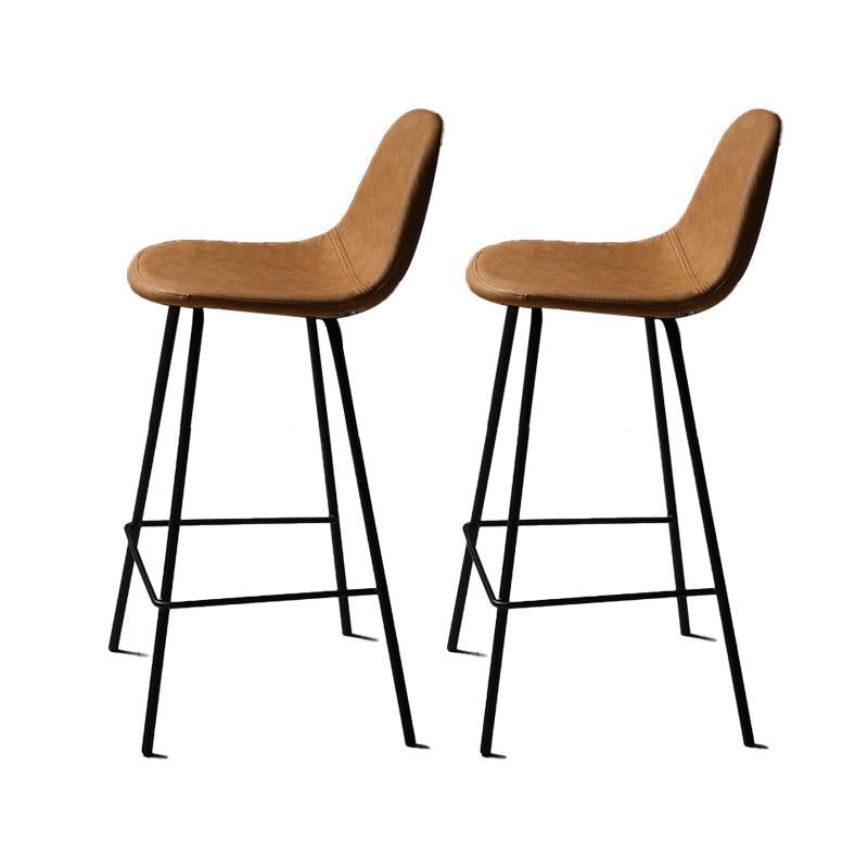 Industrial Style Bar-stool Iron Legs Counter Stool for Kitchen Bar Brown 2 Piece Set Counter Stool(26"H) Clearhalo 'Bar Furniture' 'Bar Stools' 'bar_stools' 'furn' 'furn_bar_stools' 'furniture_bar_stools' 'Kitchen & Dining Furniture' 'kitchen&dining_furn' 'kitchen' 'kitchen_furn' Furniture' 4639018