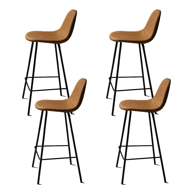 Industrial Style Bar-stool Iron Legs Counter Stool for Kitchen Bar Brown 4 Piece Set Counter Stool(26"H) Clearhalo 'Bar Furniture' 'Bar Stools' 'bar_stools' 'furn' 'furn_bar_stools' 'furniture_bar_stools' 'Kitchen & Dining Furniture' 'kitchen&dining_furn' 'kitchen' 'kitchen_furn' Furniture' 4639019