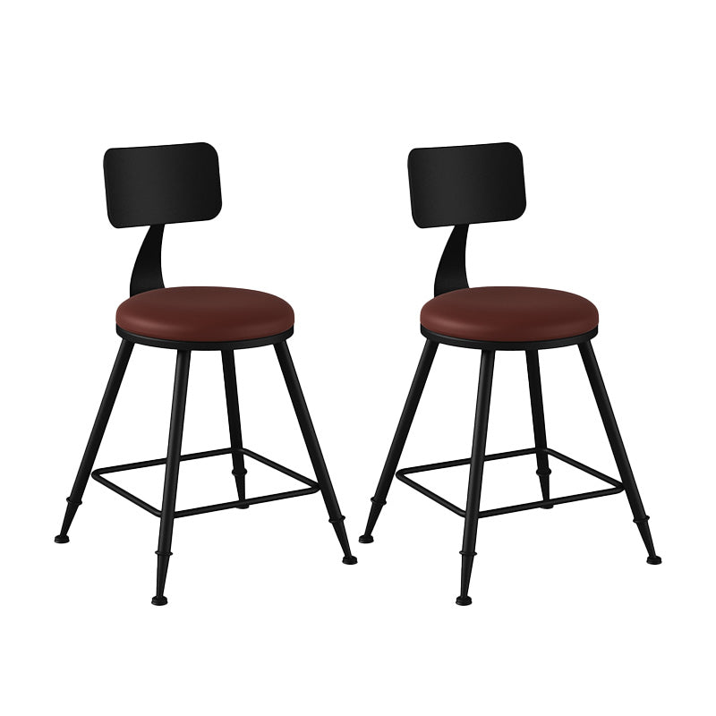 Industrial Style Bar-stool Metal Legs Counter Stool for Kitchen Bar Brown 2 Piece Set Short Stool(18"H) Clearhalo 'Bar Furniture' 'Bar Stools' 'bar_stools' 'furn' 'furn_bar_stools' 'furniture_bar_stools' 'Kitchen & Dining Furniture' 'kitchen&dining_furn' 'kitchen' 'kitchen_furn' Furniture' 4639155