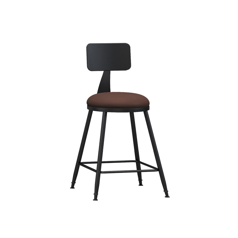 Industrial Style Bar-stool Metal Legs Counter Stool for Kitchen Bar Brown 1 Piece Short Stool(22"H) Clearhalo 'Bar Furniture' 'Bar Stools' 'bar_stools' 'furn' 'furn_bar_stools' 'furniture_bar_stools' 'Kitchen & Dining Furniture' 'kitchen&dining_furn' 'kitchen' 'kitchen_furn' Furniture' 4639158
