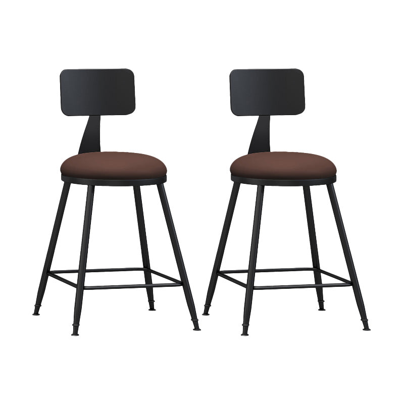 Industrial Style Bar-stool Metal Legs Counter Stool for Kitchen Bar Brown 2 Piece Set Short Stool(22"H) Clearhalo 'Bar Furniture' 'Bar Stools' 'bar_stools' 'furn' 'furn_bar_stools' 'furniture_bar_stools' 'Kitchen & Dining Furniture' 'kitchen&dining_furn' 'kitchen' 'kitchen_furn' Furniture' 4639159