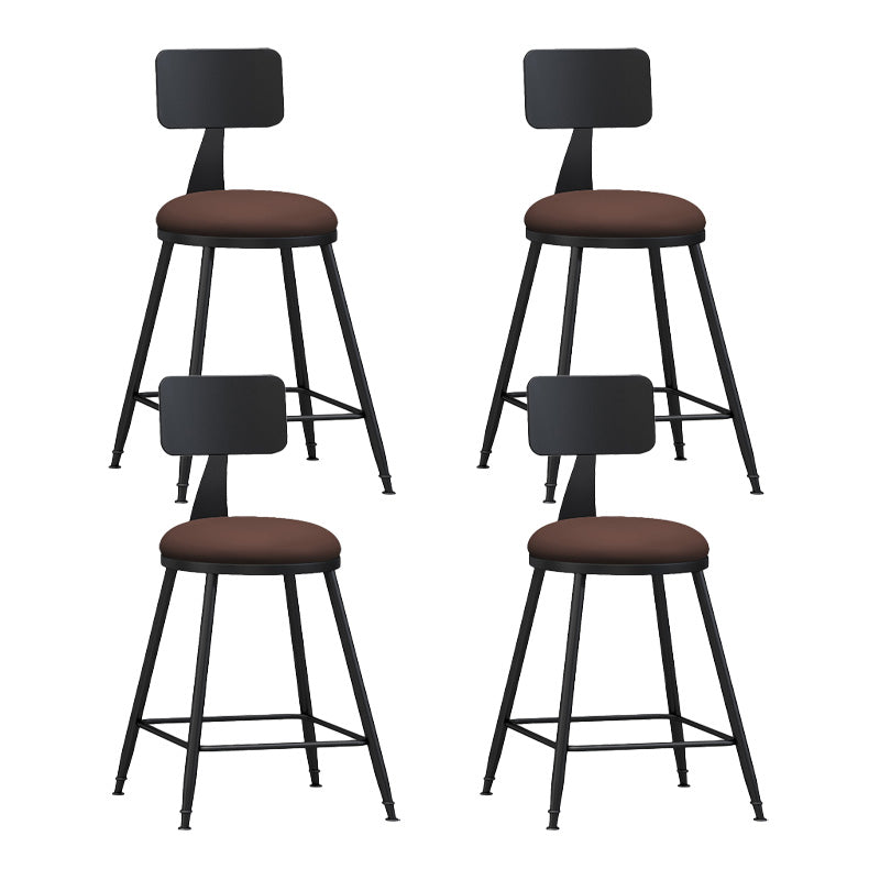 Industrial Style Bar-stool Metal Legs Counter Stool for Kitchen Bar Brown 4 Piece Set Short Stool(22"H) Clearhalo 'Bar Furniture' 'Bar Stools' 'bar_stools' 'furn' 'furn_bar_stools' 'furniture_bar_stools' 'Kitchen & Dining Furniture' 'kitchen&dining_furn' 'kitchen' 'kitchen_furn' Furniture' 4639160