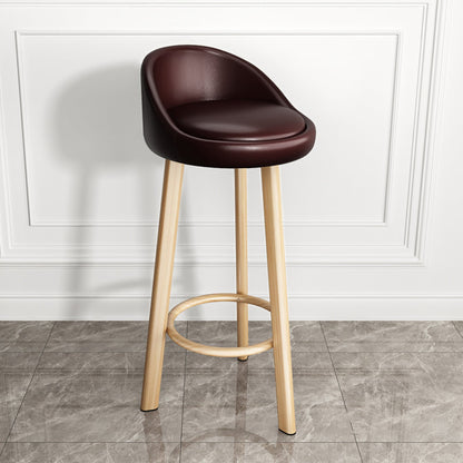 Modern Armless Backrest Counter Stool Steel Single Bar Stool with Cushion and Pedal Brown Natural Clearhalo 'Bar Furniture' 'Bar Stools' 'bar_stools' 'furn' 'furn_bar_stools' 'furniture_bar_stools' 'Kitchen & Dining Furniture' 'kitchen&dining_furn' 'kitchen' 'kitchen_furn' Furniture' 4639209