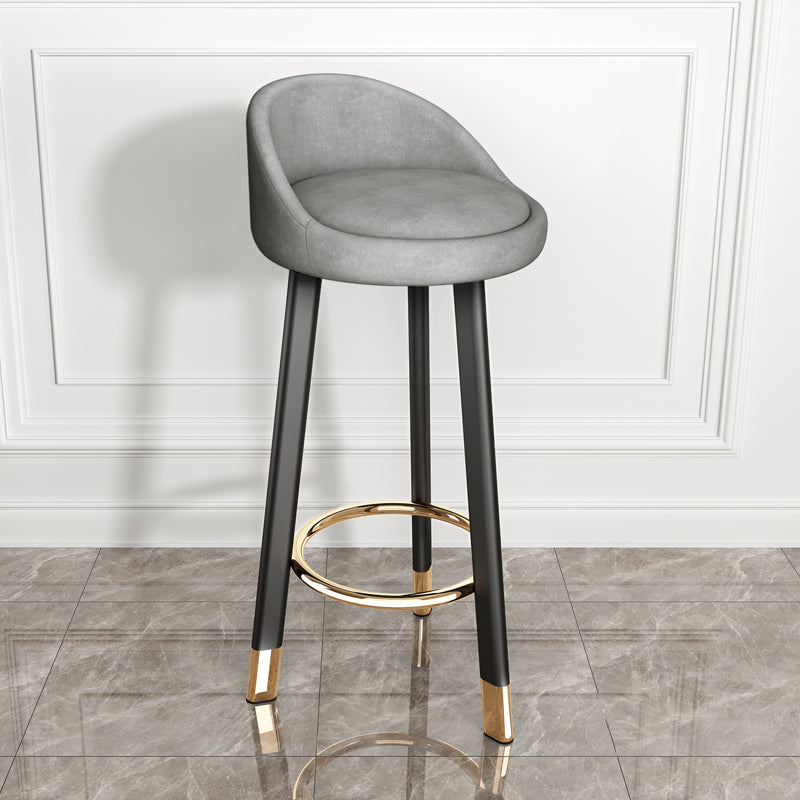 Modern Armless Backrest Counter Stool Steel Single Bar Stool with Cushion and Pedal Light Gray Black Clearhalo 'Bar Furniture' 'Bar Stools' 'bar_stools' 'furn' 'furn_bar_stools' 'furniture_bar_stools' 'Kitchen & Dining Furniture' 'kitchen&dining_furn' 'kitchen' 'kitchen_furn' Furniture' 4639226
