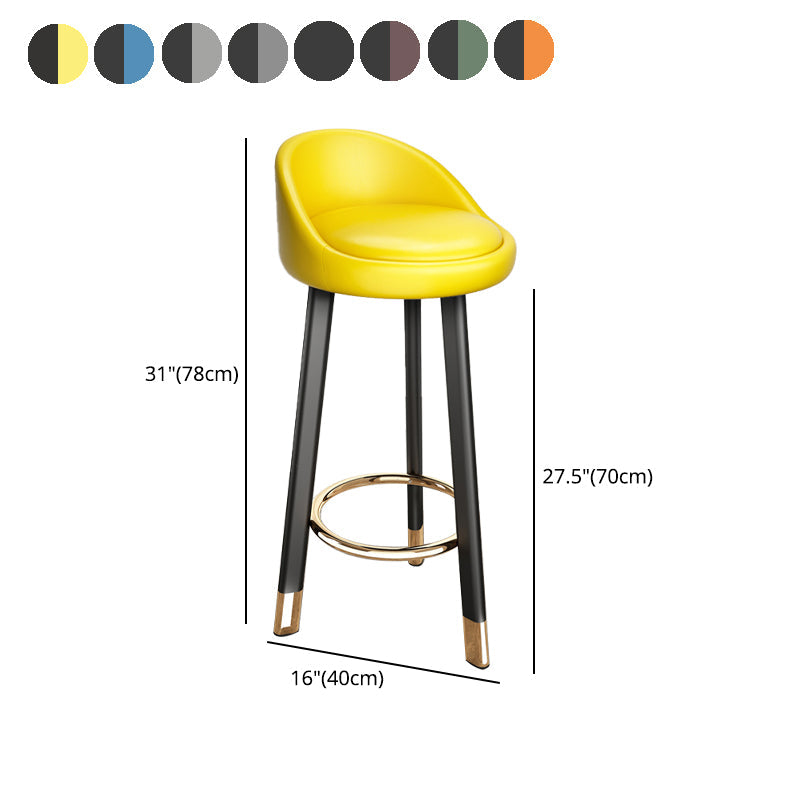Modern Armless Backrest Counter Stool Steel Single Bar Stool with Cushion and Pedal Clearhalo 'Bar Furniture' 'Bar Stools' 'bar_stools' 'furn' 'furn_bar_stools' 'furniture_bar_stools' 'Kitchen & Dining Furniture' 'kitchen&dining_furn' 'kitchen' 'kitchen_furn' Furniture' 4639228
