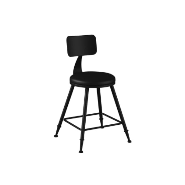 Industrial Armless Backrest Counter Stool Iron Bar Stool with Leather Cushion Black 1 Piece Short Stool(18"H) Clearhalo 'Bar Furniture' 'Bar Stools' 'bar_stools' 'furn' 'furn_bar_stools' 'furniture_bar_stools' 'Kitchen & Dining Furniture' 'kitchen&dining_furn' 'kitchen' 'kitchen_furn' Furniture' 4639310