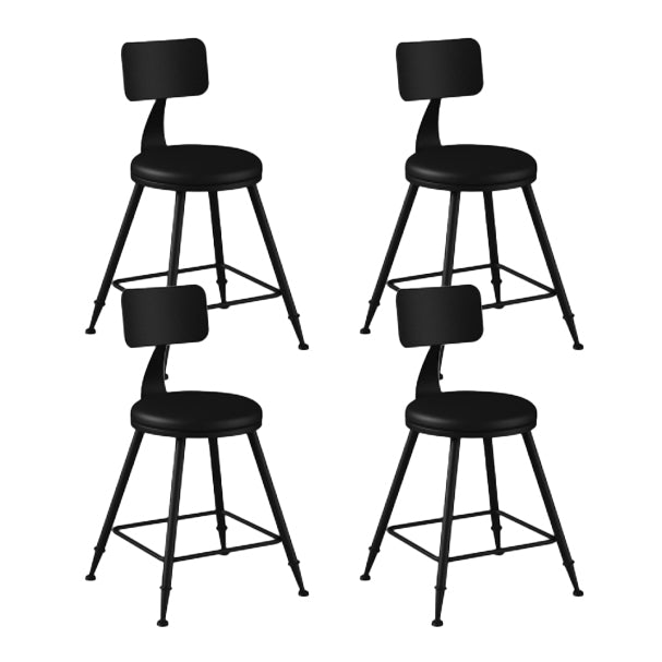 Industrial Armless Backrest Counter Stool Iron Bar Stool with Leather Cushion Black 4 Piece Set Short Stool(18"H) Clearhalo 'Bar Furniture' 'Bar Stools' 'bar_stools' 'furn' 'furn_bar_stools' 'furniture_bar_stools' 'Kitchen & Dining Furniture' 'kitchen&dining_furn' 'kitchen' 'kitchen_furn' Furniture' 4639313