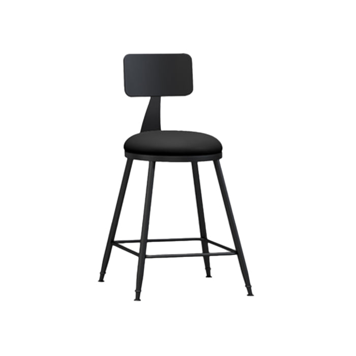 Industrial Armless Backrest Counter Stool Iron Bar Stool with Leather Cushion Black 1 Piece Short Stool(22"H) Clearhalo 'Bar Furniture' 'Bar Stools' 'bar_stools' 'furn' 'furn_bar_stools' 'furniture_bar_stools' 'Kitchen & Dining Furniture' 'kitchen&dining_furn' 'kitchen' 'kitchen_furn' Furniture' 4639315