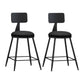 Industrial Armless Backrest Counter Stool Iron Bar Stool with Leather Cushion Black 2 Piece Set Short Stool(22"H) Clearhalo 'Bar Furniture' 'Bar Stools' 'bar_stools' 'furn' 'furn_bar_stools' 'furniture_bar_stools' 'Kitchen & Dining Furniture' 'kitchen&dining_furn' 'kitchen' 'kitchen_furn' Furniture' 4639317