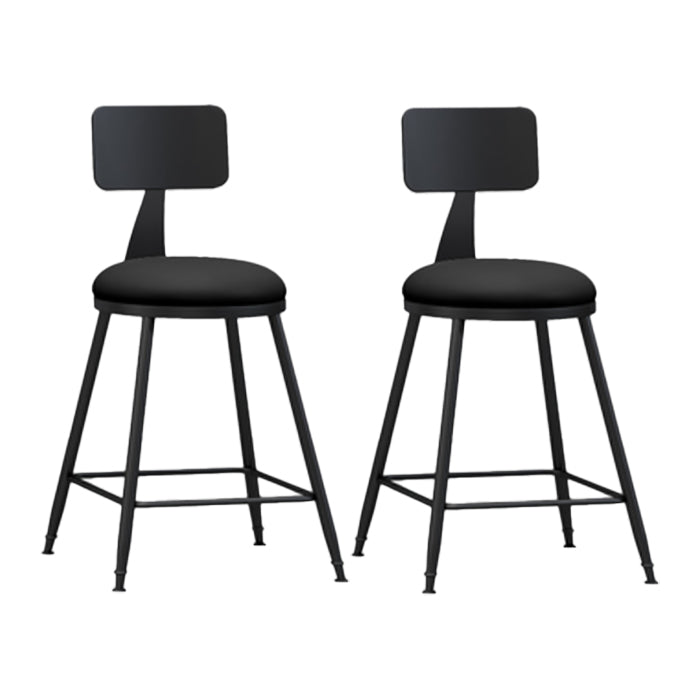 Industrial Armless Backrest Counter Stool Iron Bar Stool with Leather Cushion Black 2 Piece Set Short Stool(22"H) Clearhalo 'Bar Furniture' 'Bar Stools' 'bar_stools' 'furn' 'furn_bar_stools' 'furniture_bar_stools' 'Kitchen & Dining Furniture' 'kitchen&dining_furn' 'kitchen' 'kitchen_furn' Furniture' 4639317
