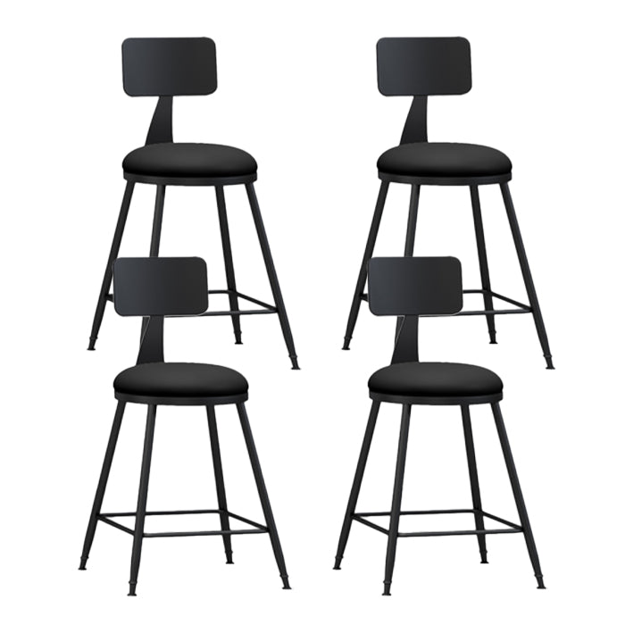 Industrial Armless Backrest Counter Stool Iron Bar Stool with Leather Cushion Black 4 Piece Set Short Stool(22"H) Clearhalo 'Bar Furniture' 'Bar Stools' 'bar_stools' 'furn' 'furn_bar_stools' 'furniture_bar_stools' 'Kitchen & Dining Furniture' 'kitchen&dining_furn' 'kitchen' 'kitchen_furn' Furniture' 4639319