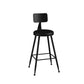 Industrial Armless Backrest Counter Stool Iron Bar Stool with Leather Cushion Black 1 Piece Clearhalo 'Bar Furniture' 'Bar Stools' 'bar_stools' 'furn' 'furn_bar_stools' 'furniture_bar_stools' 'Kitchen & Dining Furniture' 'kitchen&dining_furn' 'kitchen' 'kitchen_furn' Furniture' 4639322