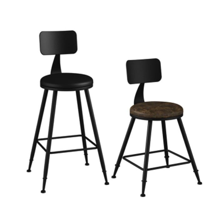 Industrial Armless Backrest Counter Stool Iron Bar Stool with Leather Cushion Clearhalo 'Bar Furniture' 'Bar Stools' 'bar_stools' 'furn' 'furn_bar_stools' 'furniture_bar_stools' 'Kitchen & Dining Furniture' 'kitchen&dining_furn' 'kitchen' 'kitchen_furn' Furniture' 4639325