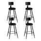 Industrial Armless Backrest Counter Stool Iron Bar Stool with Leather Cushion Black 4 Piece Set Clearhalo 'Bar Furniture' 'Bar Stools' 'bar_stools' 'furn' 'furn_bar_stools' 'furniture_bar_stools' 'Kitchen & Dining Furniture' 'kitchen&dining_furn' 'kitchen' 'kitchen_furn' Furniture' 4639326