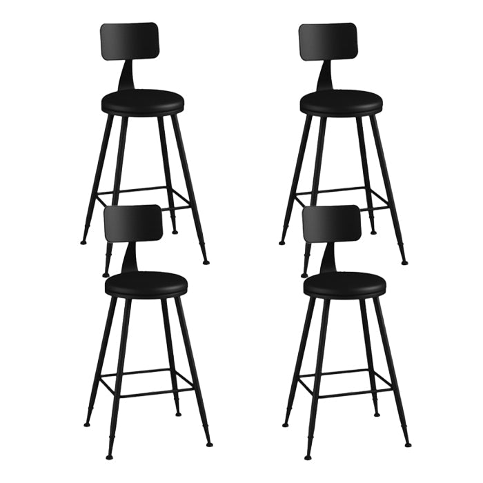 Industrial Armless Backrest Counter Stool Iron Bar Stool with Leather Cushion Black 4 Piece Set Clearhalo 'Bar Furniture' 'Bar Stools' 'bar_stools' 'furn' 'furn_bar_stools' 'furniture_bar_stools' 'Kitchen & Dining Furniture' 'kitchen&dining_furn' 'kitchen' 'kitchen_furn' Furniture' 4639326