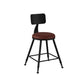 Industrial Armless Backrest Counter Stool Iron Bar Stool with Leather Cushion Burgundy 1 Piece Short Stool(18"H) Clearhalo 'Bar Furniture' 'Bar Stools' 'bar_stools' 'furn' 'furn_bar_stools' 'furniture_bar_stools' 'Kitchen & Dining Furniture' 'kitchen&dining_furn' 'kitchen' 'kitchen_furn' Furniture' 4639328