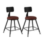 Industrial Armless Backrest Counter Stool Iron Bar Stool with Leather Cushion Burgundy 2 Piece Set Short Stool(18"H) Clearhalo 'Bar Furniture' 'Bar Stools' 'bar_stools' 'furn' 'furn_bar_stools' 'furniture_bar_stools' 'Kitchen & Dining Furniture' 'kitchen&dining_furn' 'kitchen' 'kitchen_furn' Furniture' 4639330