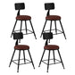 Industrial Armless Backrest Counter Stool Iron Bar Stool with Leather Cushion Burgundy 4 Piece Set Short Stool(18"H) Clearhalo 'Bar Furniture' 'Bar Stools' 'bar_stools' 'furn' 'furn_bar_stools' 'furniture_bar_stools' 'Kitchen & Dining Furniture' 'kitchen&dining_furn' 'kitchen' 'kitchen_furn' Furniture' 4639331