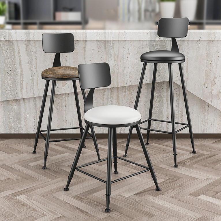 Industrial Armless Backrest Counter Stool Iron Bar Stool with Leather Cushion Clearhalo 'Bar Furniture' 'Bar Stools' 'bar_stools' 'furn' 'furn_bar_stools' 'furniture_bar_stools' 'Kitchen & Dining Furniture' 'kitchen&dining_furn' 'kitchen' 'kitchen_furn' Furniture' 4639332