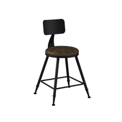 Industrial Armless Backrest Counter Stool Iron Bar Stool with Leather Cushion Brown 1 Piece Short Stool(18"H) Clearhalo 'Bar Furniture' 'Bar Stools' 'bar_stools' 'furn' 'furn_bar_stools' 'furniture_bar_stools' 'Kitchen & Dining Furniture' 'kitchen&dining_furn' 'kitchen' 'kitchen_furn' Furniture' 4639336